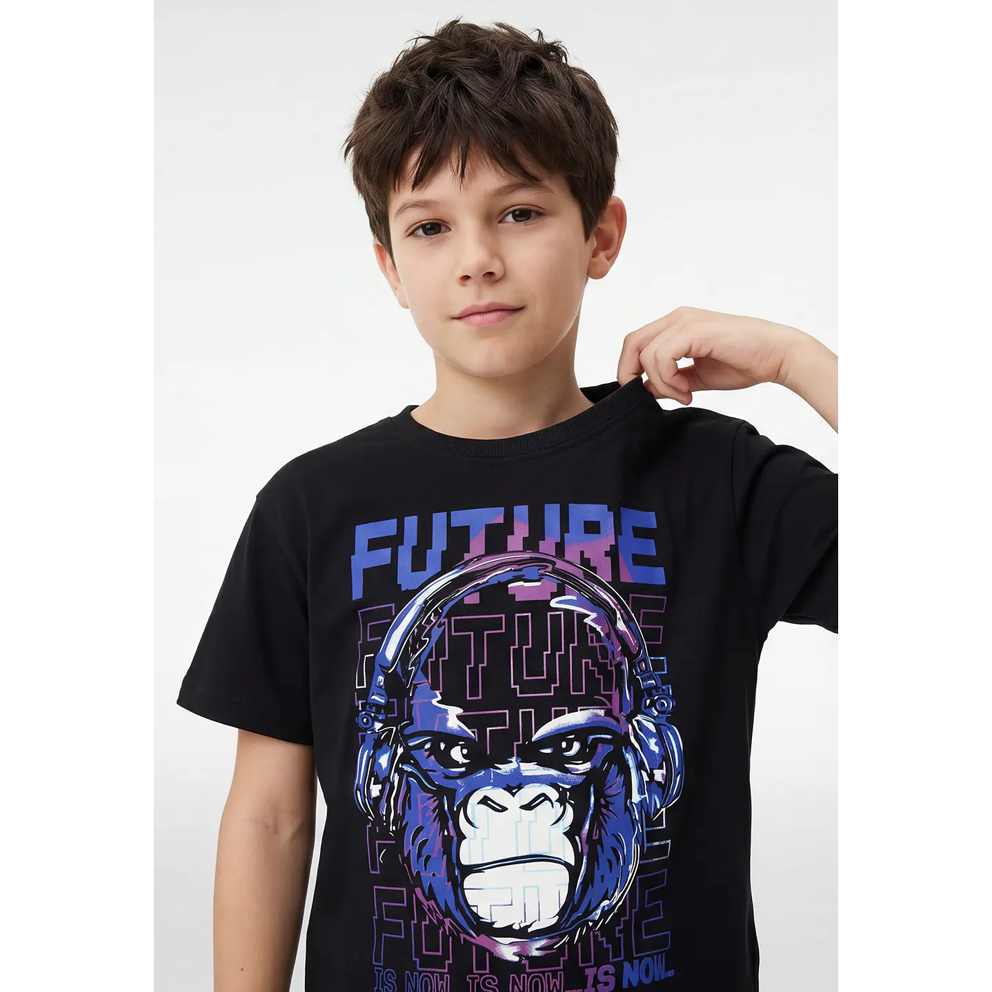 Polera Future Engomado Niño Negro 3