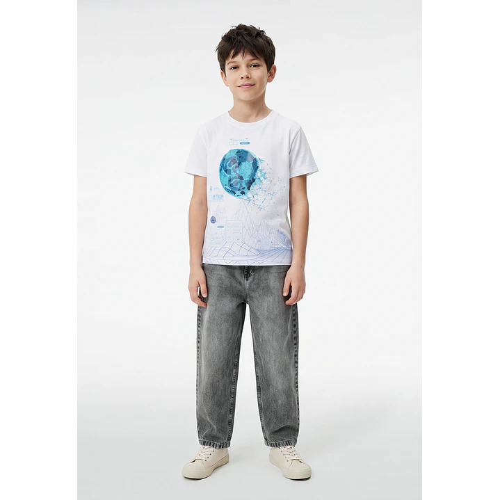 Polera Print Engomado Niño Blanco 2
