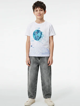 Polera Future Engomado Niño Blanco