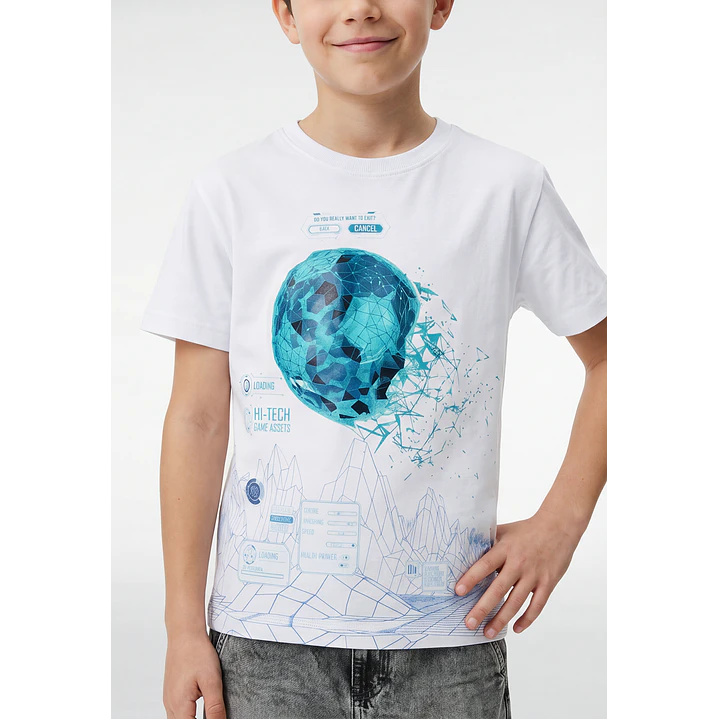 Polera Print Engomado Niño Blanco 4