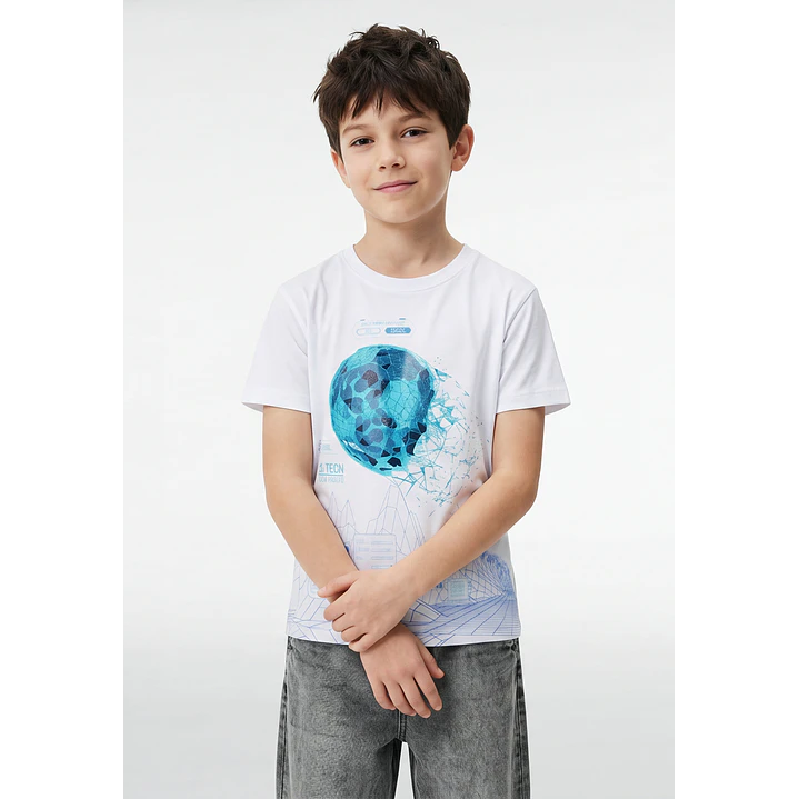 Polera Print Engomado Niño Blanco 1