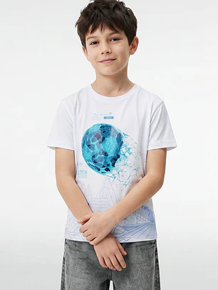 Polera Future Engomado Niño Blanco