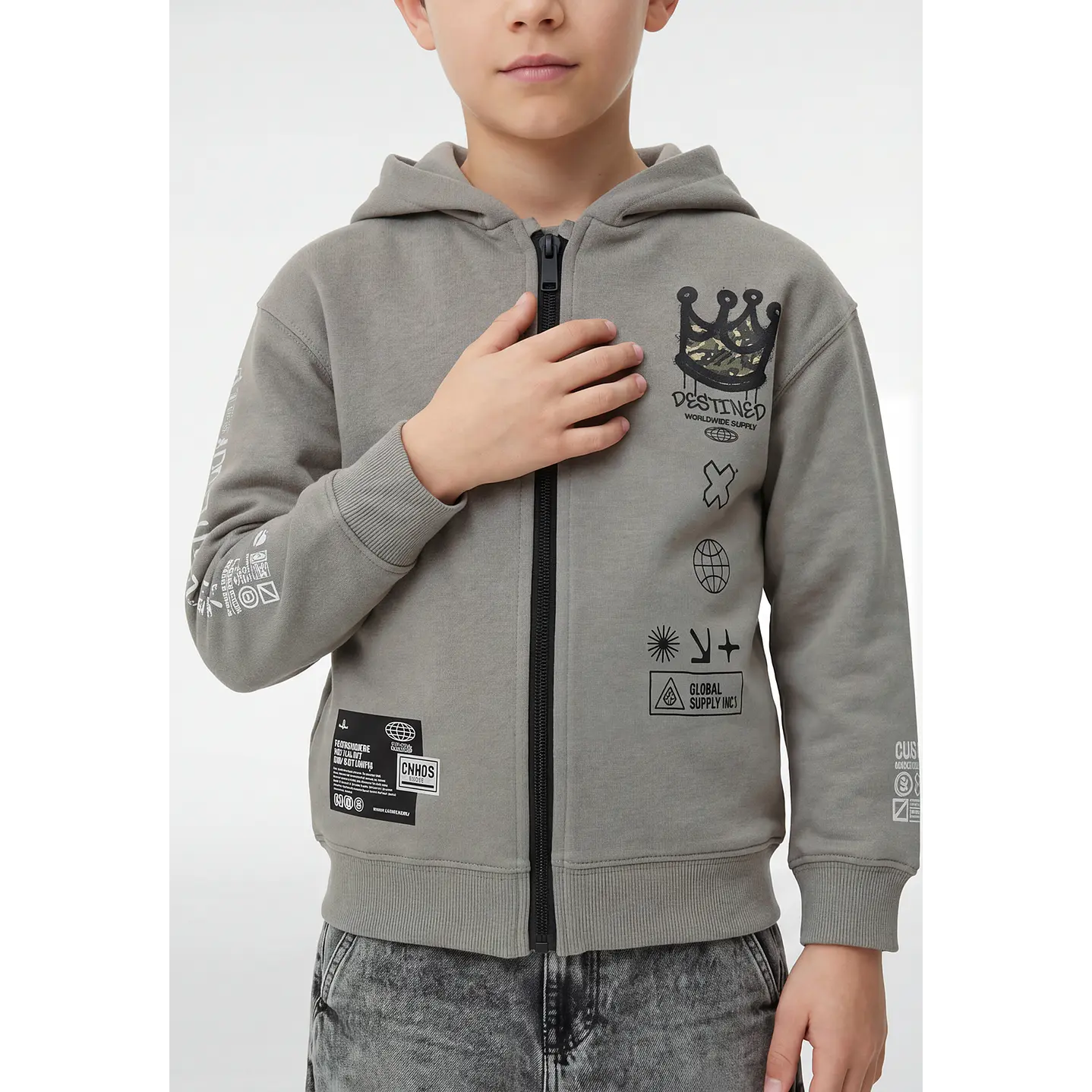 Polerón Zipper Urbano Niño Verde 4
