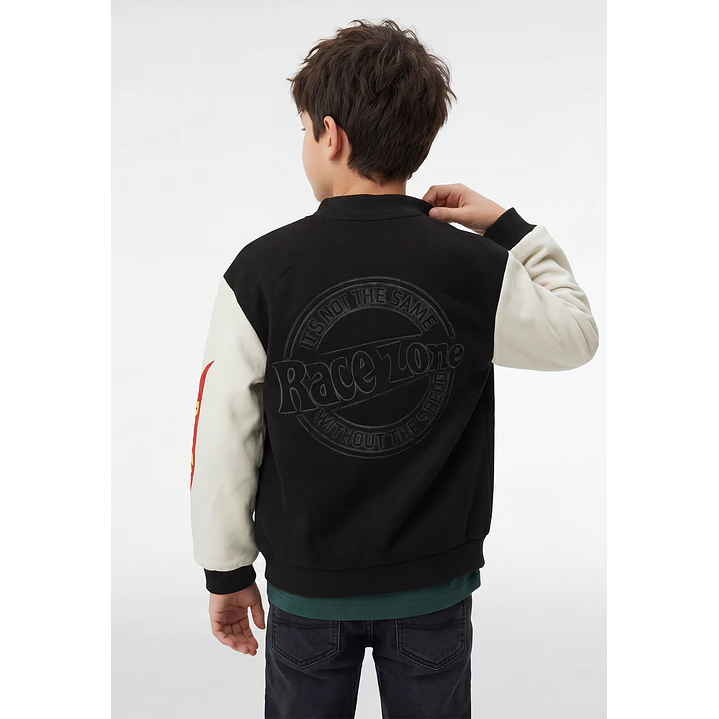 Chaqueta Racing Bomber Niño Manga Larga Negro 3