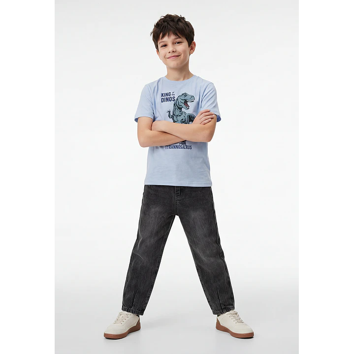 Polera Dino Niño Celeste 2
