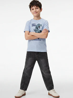 Polera Dino Niño Celeste