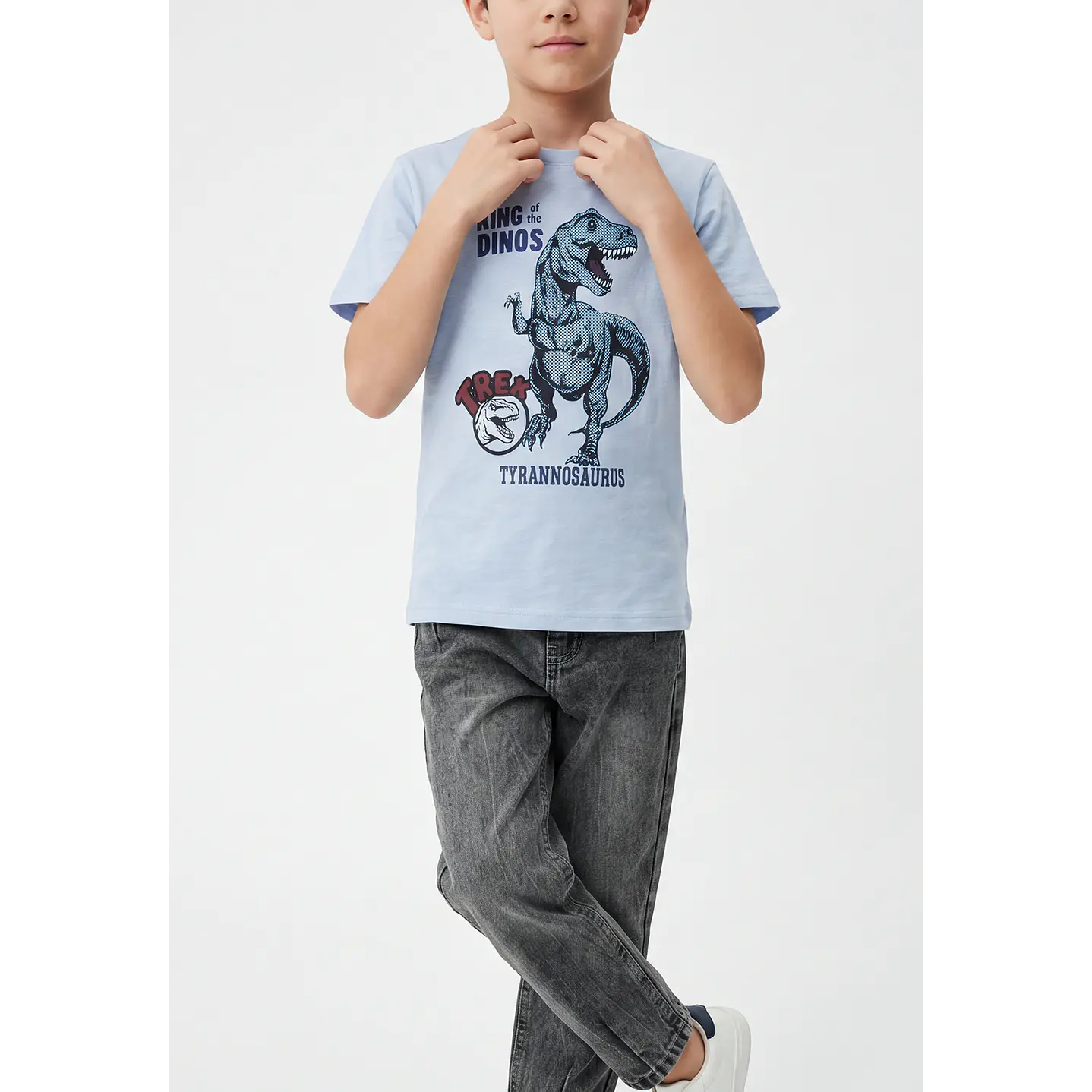Polera Dino Niño Celeste 4