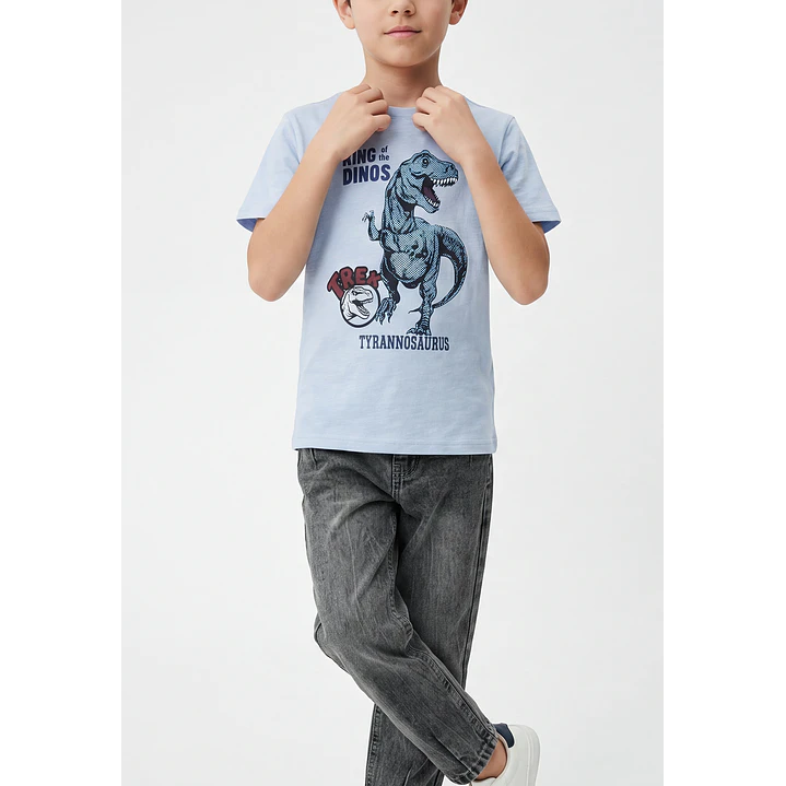 Polera Dino Niño Celeste 3