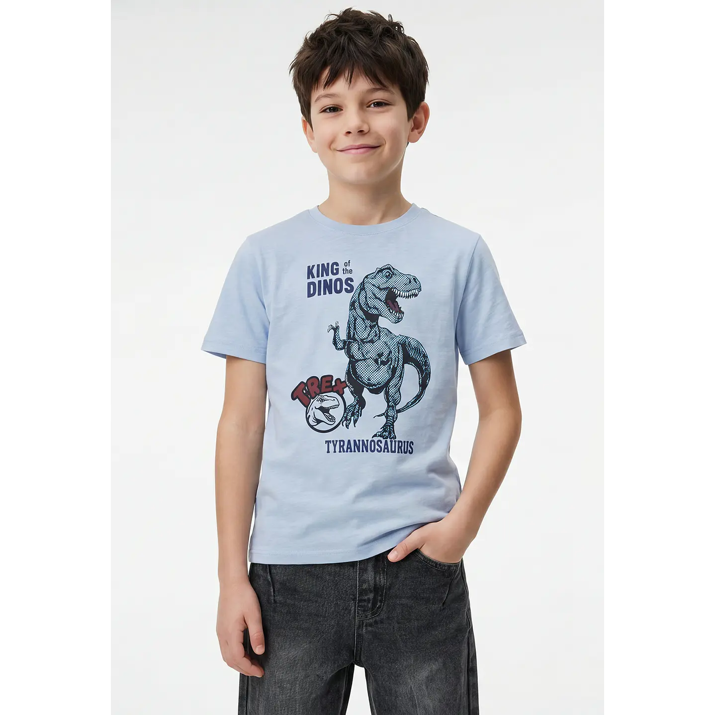 Polera Dino Niño Celeste 1