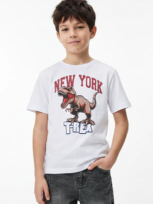 Polera Dino Niño Blanco