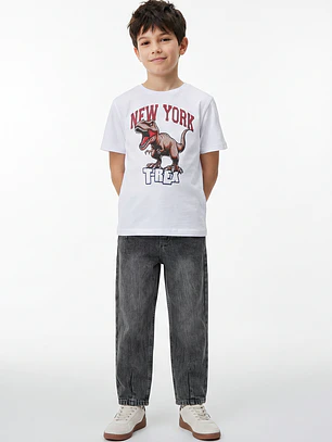 Polera Dino Niño Blanco