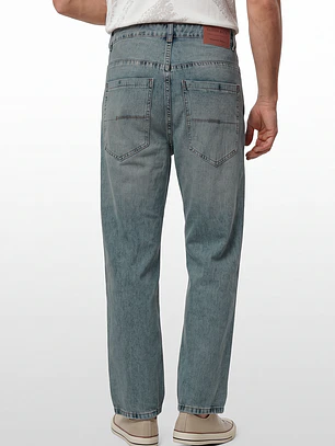 Jeans Oxidado Baggy Hombre Azul