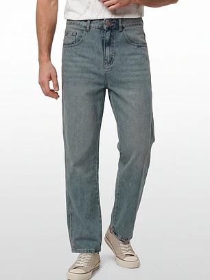 Jeans Oxidado Baggy Hombre Azul