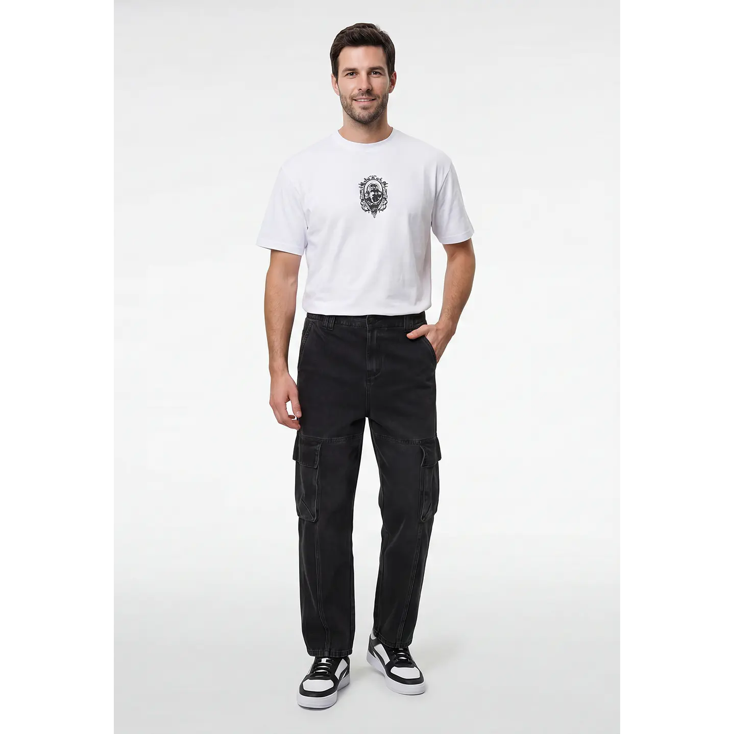 Jeans Procesado Cargo Hombre Negro 3