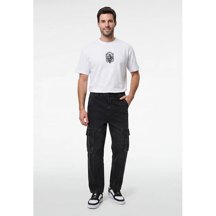 Jeans Procesado Cargo Hombre Negro 3
