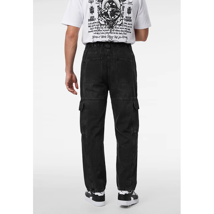 Jeans Procesado Cargo Hombre Negro 2