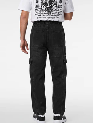 Jeans Procesado Cargo Hombre Negro