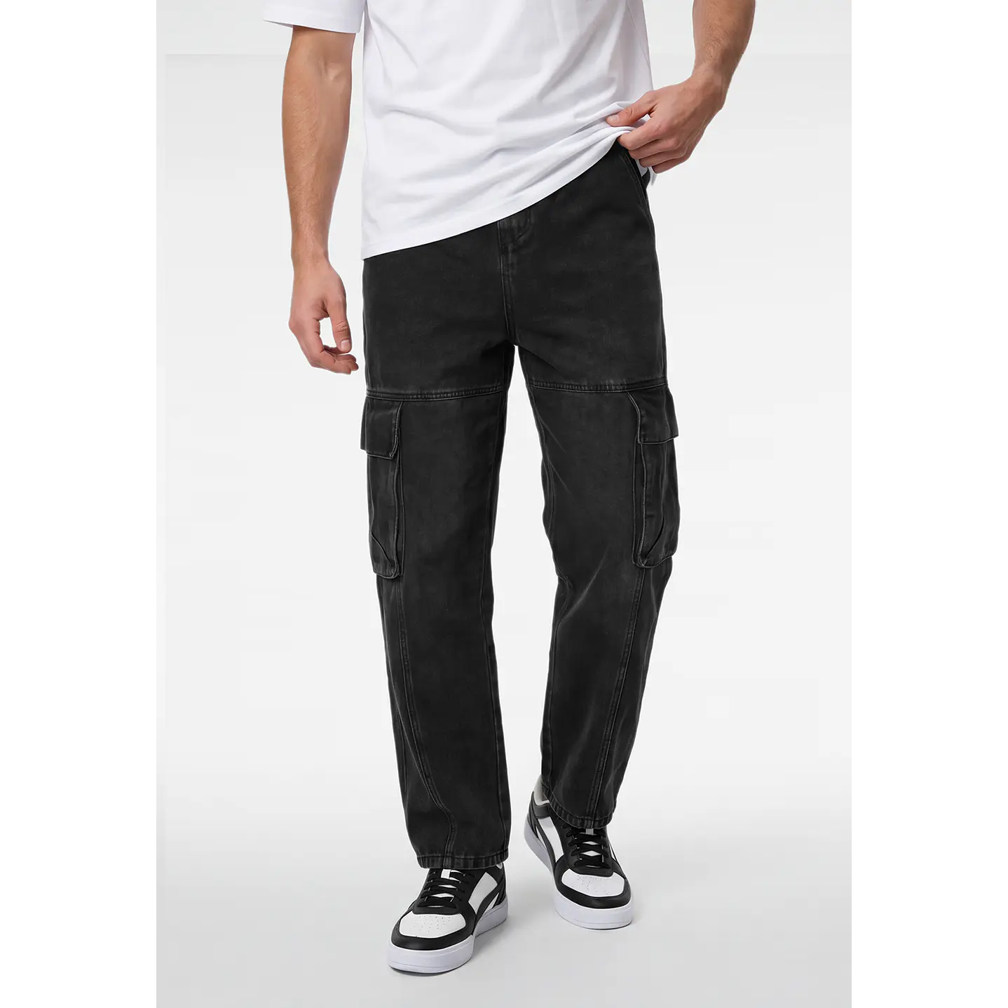 Jeans Procesado Cargo Hombre Negro 1