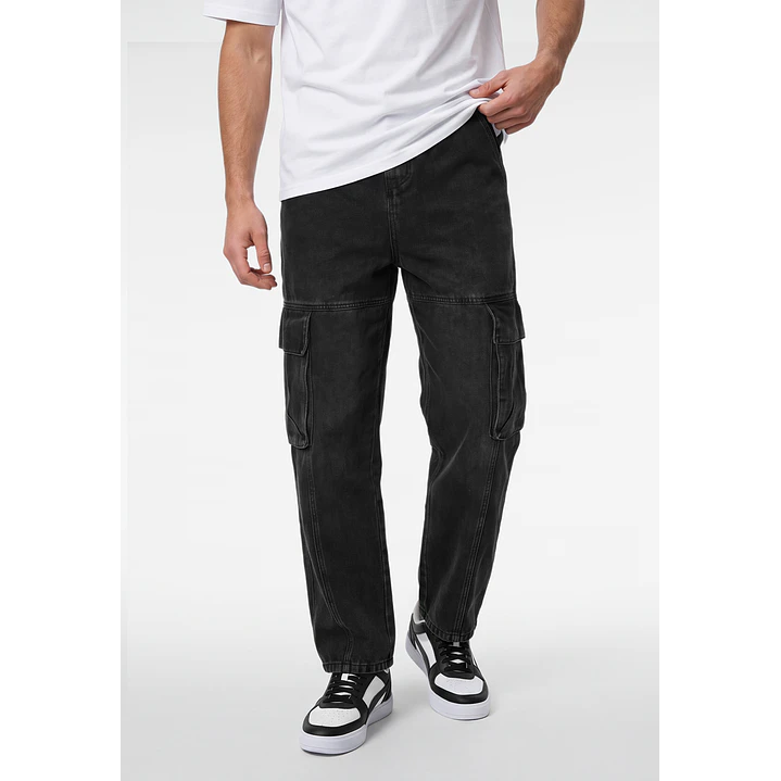 Jeans Procesado Cargo Hombre Negro 1