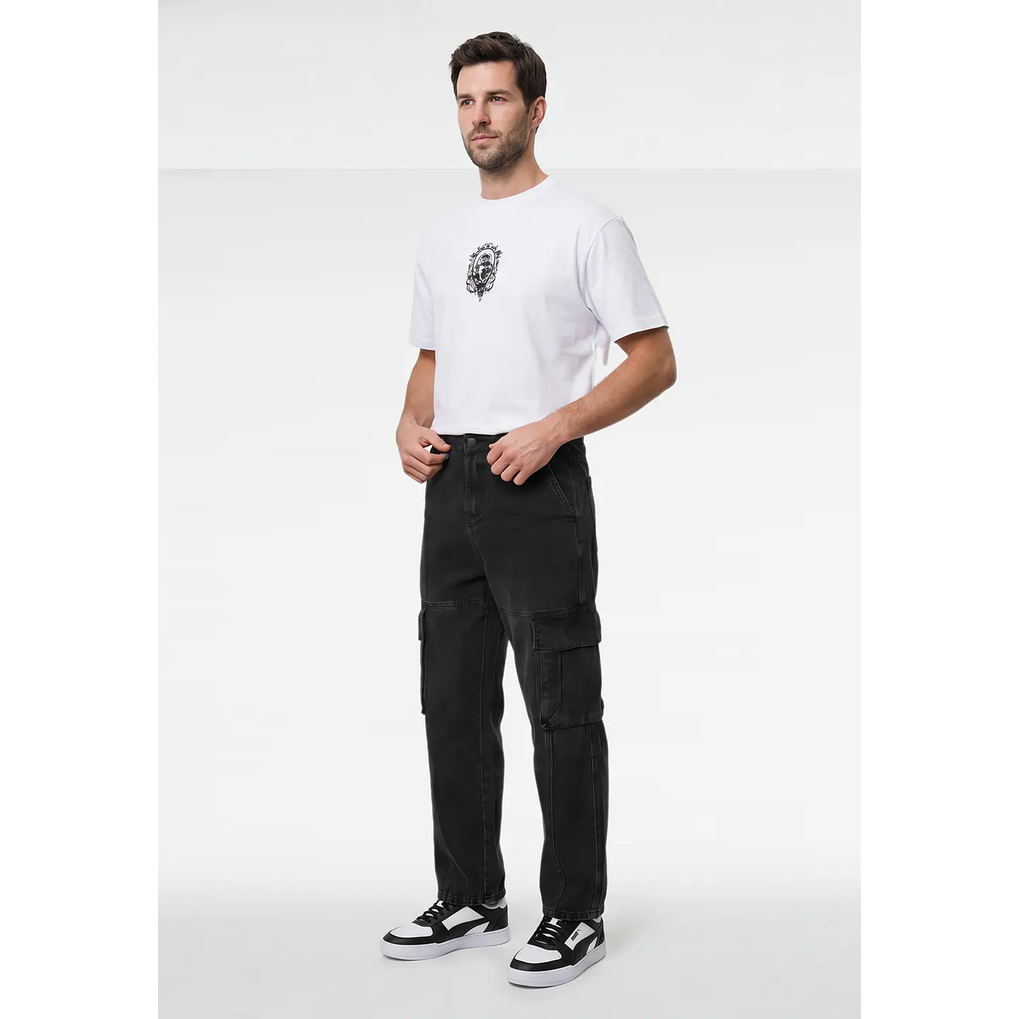 Jeans Procesado Cargo Hombre Negro 4