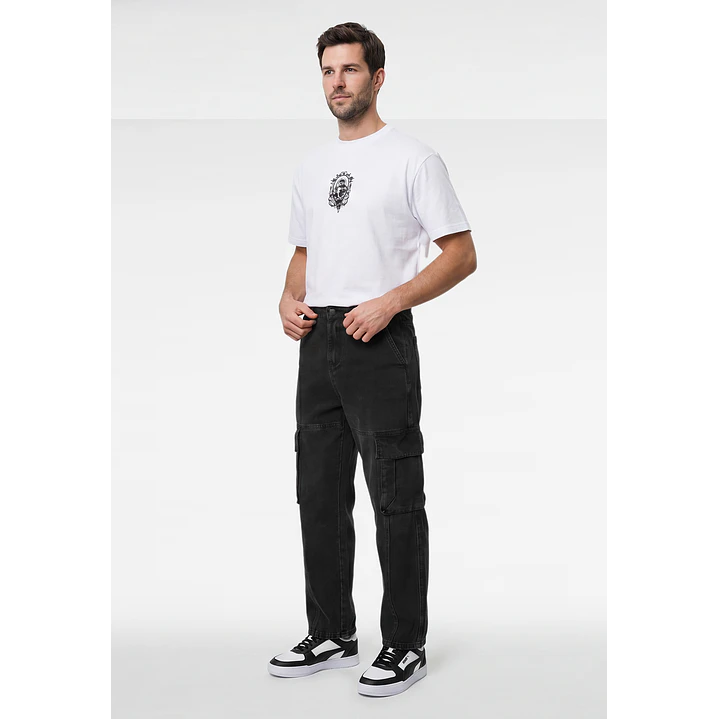 Jeans Procesado Cargo Hombre Negro 4