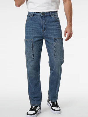 Jeans Cargo Hombre Azul