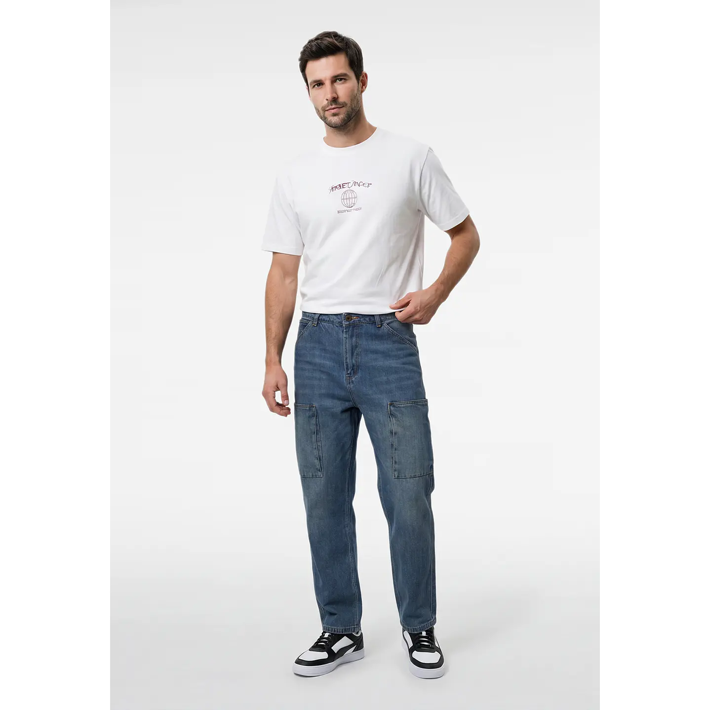 Jeans Cargo Hombre Azul 4