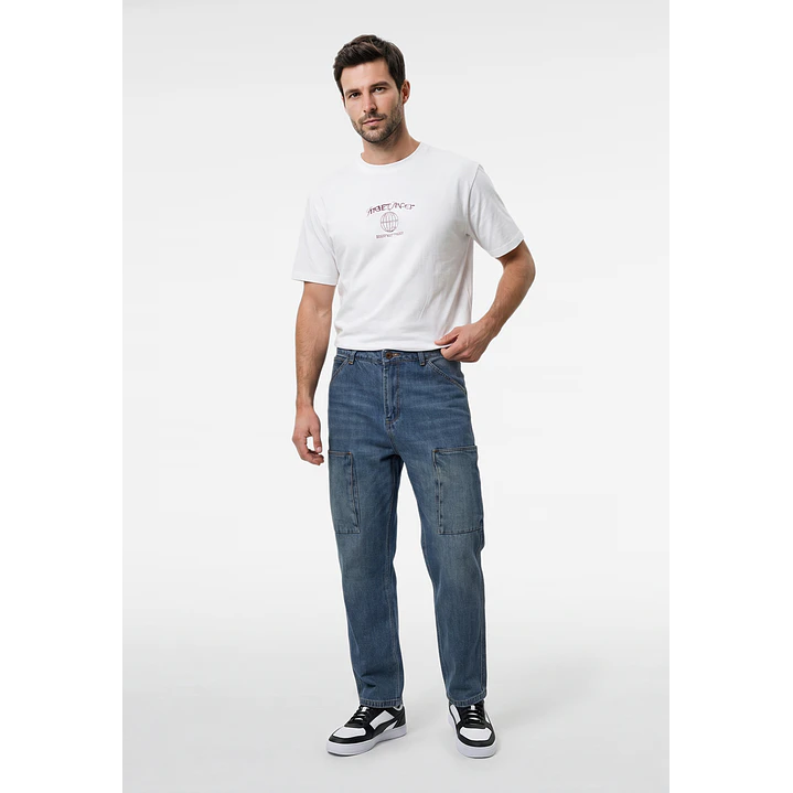 Jeans Cargo Hombre Azul 4