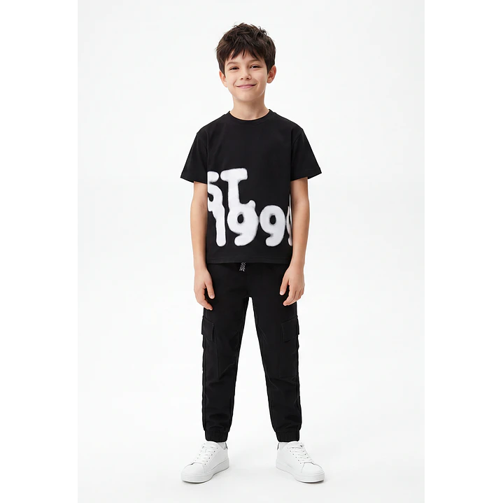 Pantalón Cargo Loose Fit Niño Negro 1