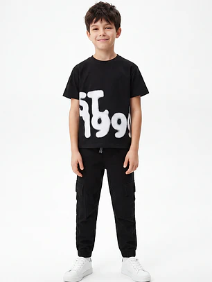 Pantalón Cargo Loose Fit Niño Negro