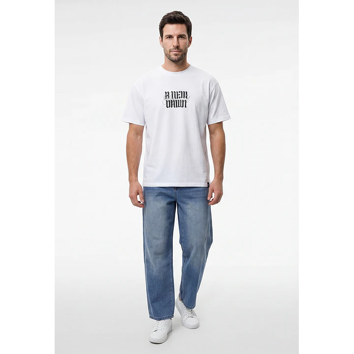Polera Gothic Relaxed Hombre Blanco 4