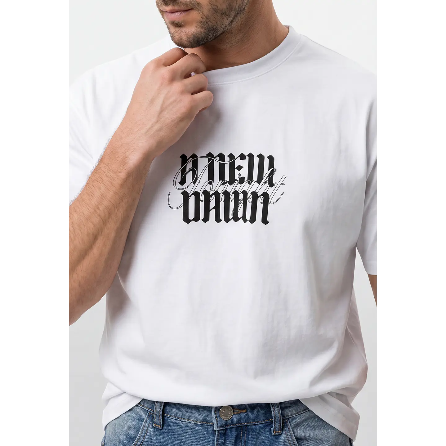 Polera Gothic Relaxed Hombre Blanco 4