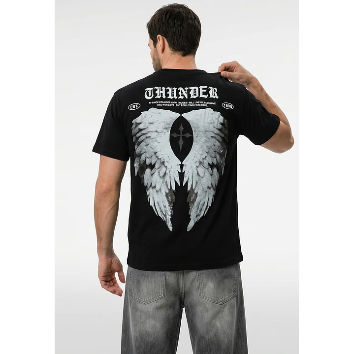Polera Alas Hombre Negro 3