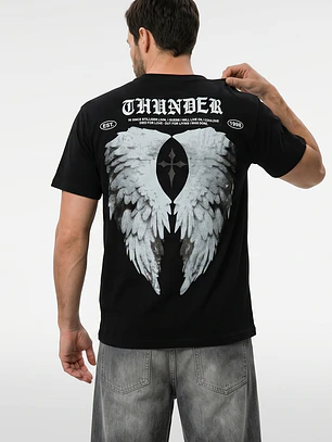 Polera Alas Hombre Negro