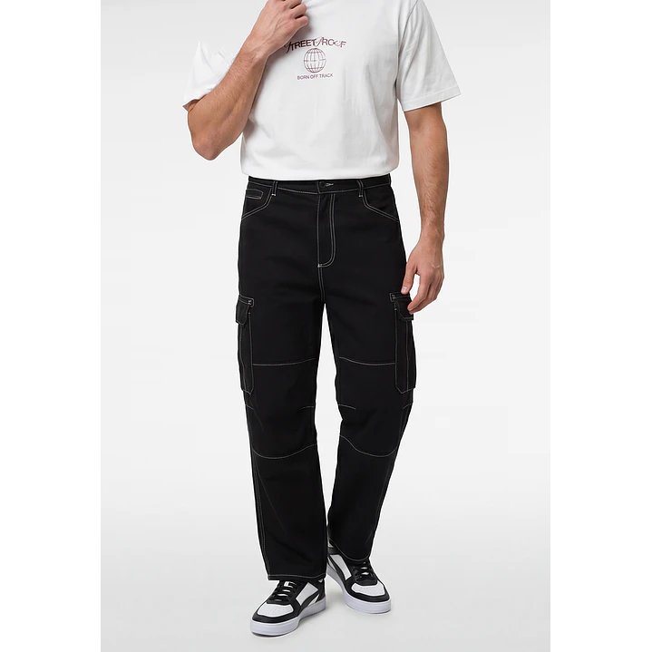 Jeans Cargo Ballon Hombre Negro 1