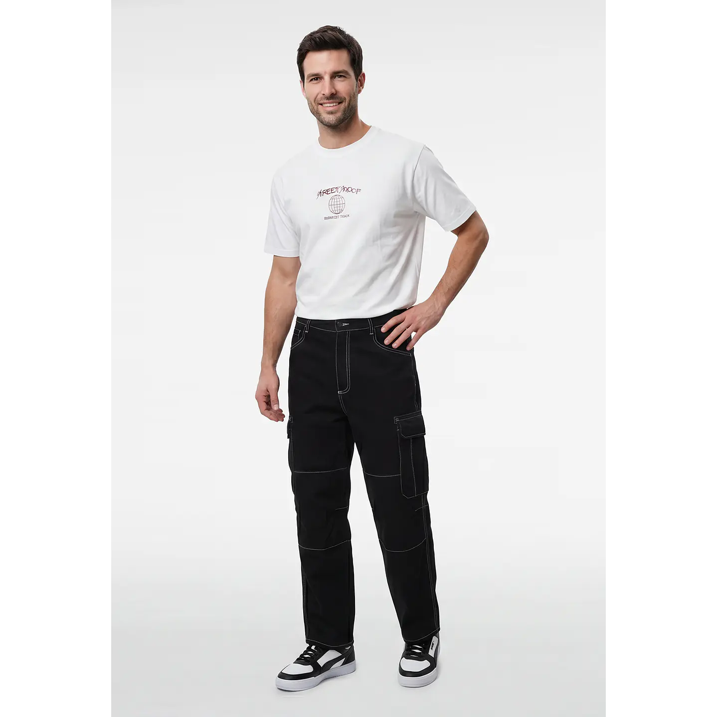 Jeans Cargo Ballon Hombre Negro 3