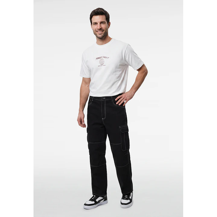 Jeans Cargo Ballon Hombre Negro 3