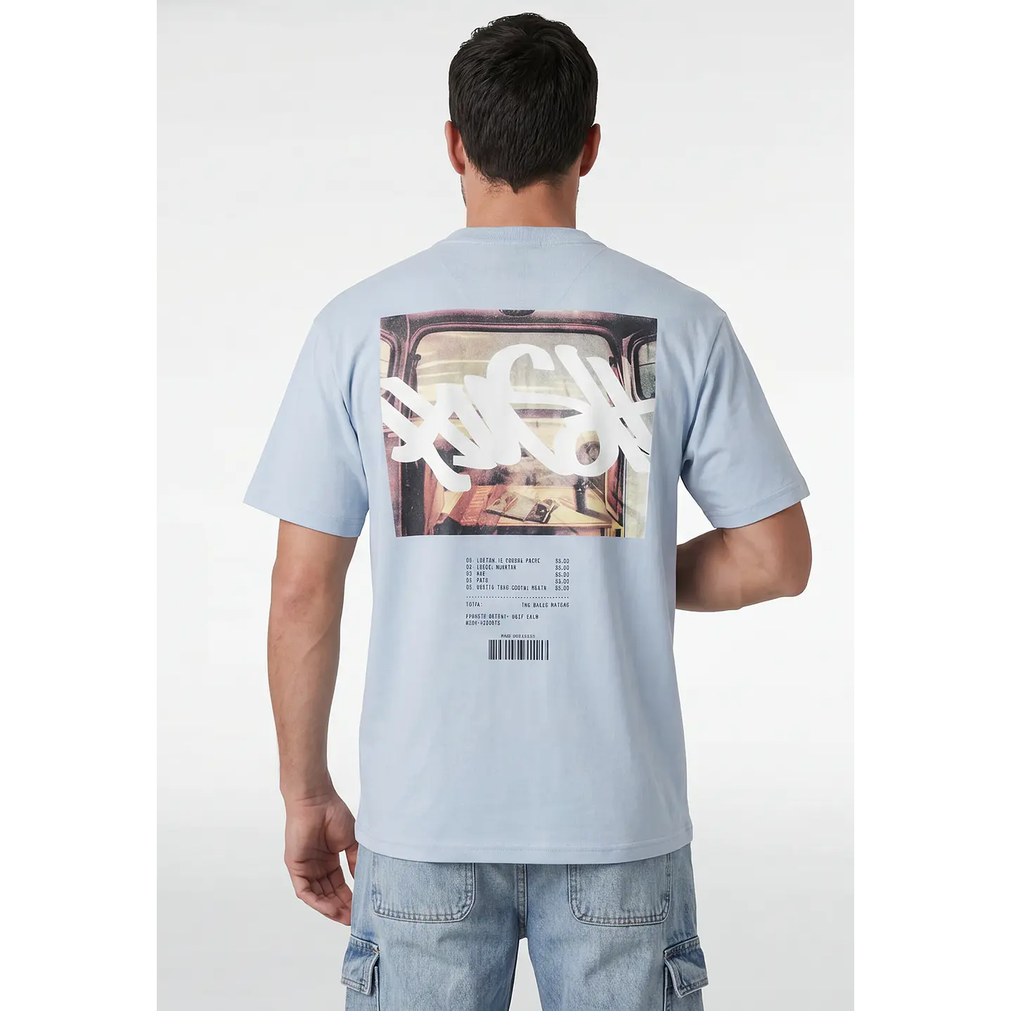 Polera Graffitti Hombre Celeste 2