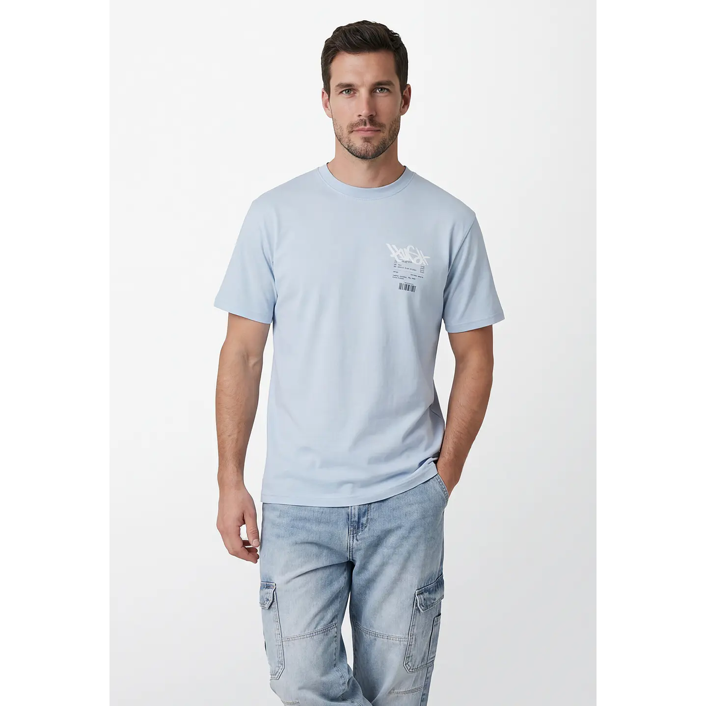 Polera Graffitti Hombre Celeste 1