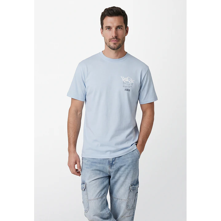 Polera Graffitti Hombre Celeste 1