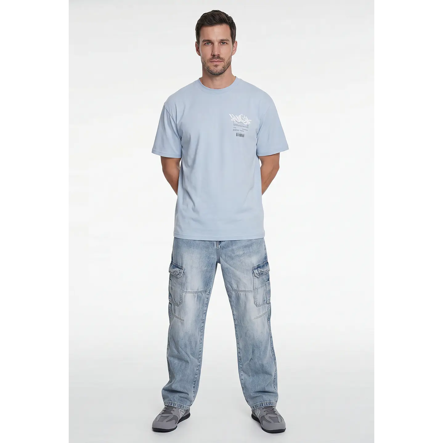 Polera Graffitti Hombre Celeste 4