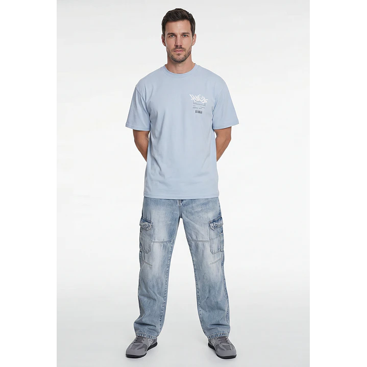 Polera Graffitti Hombre Celeste 4