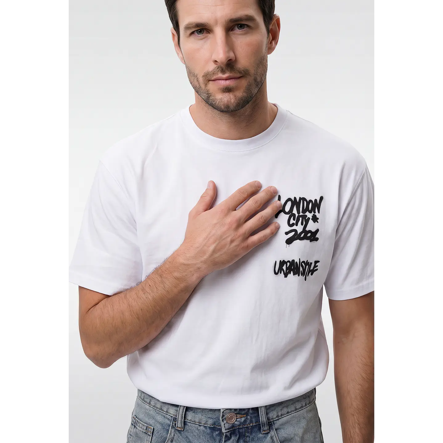 Polera City Urbano Hombre Blanco 3