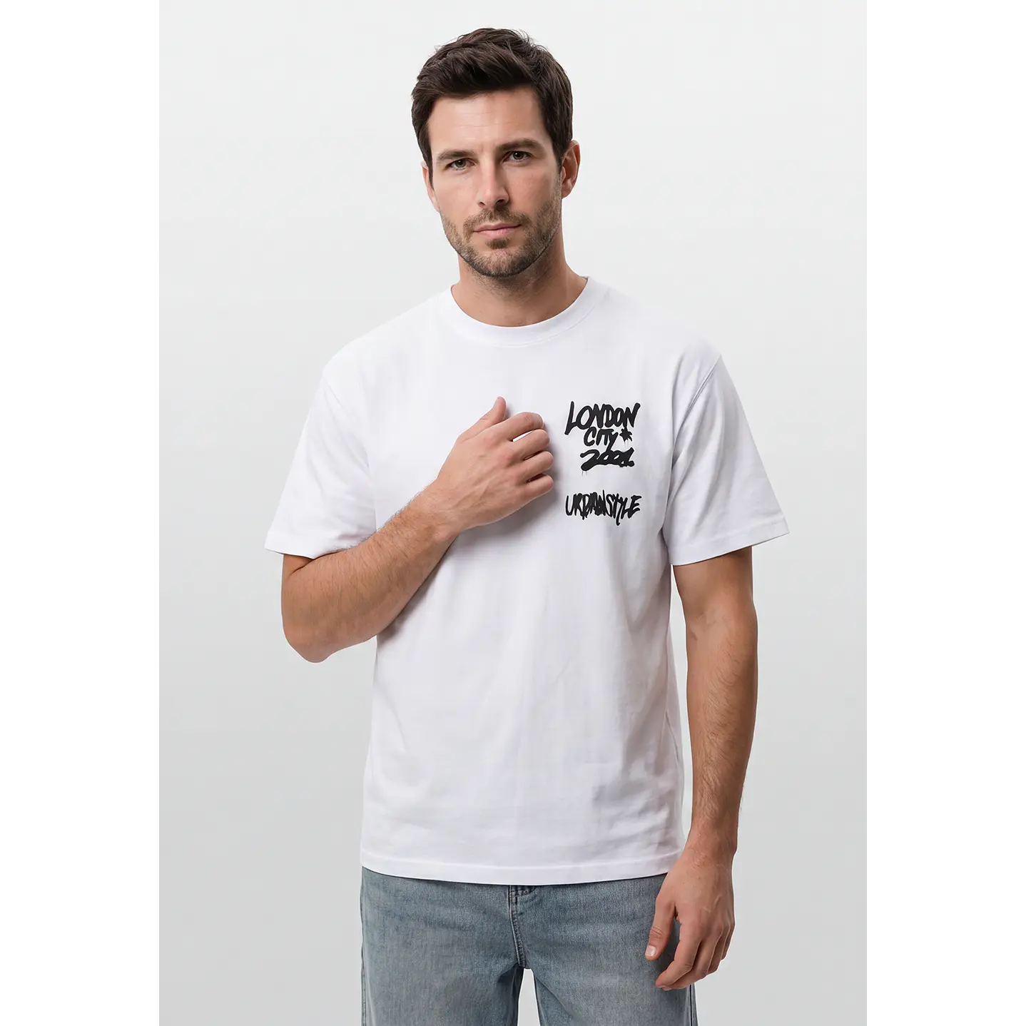 Polera City Urbano Hombre Blanco 2