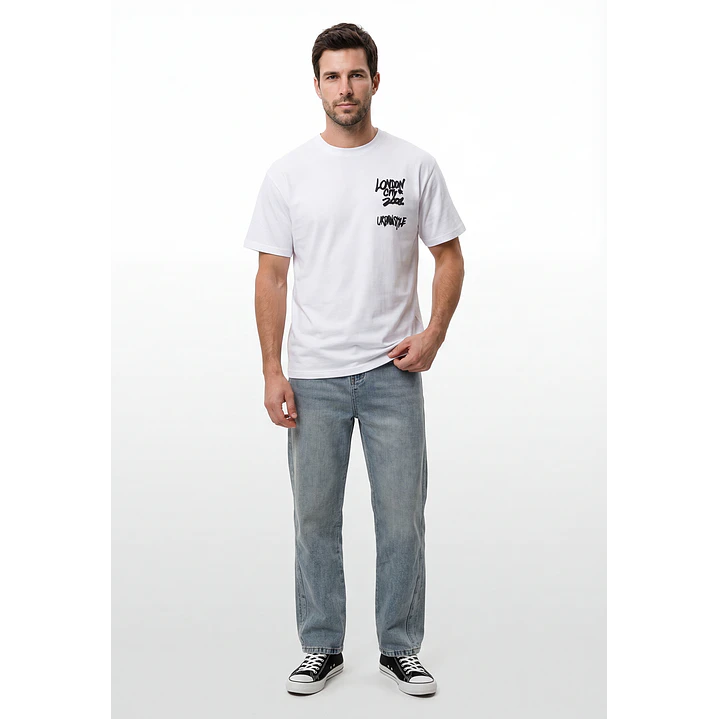 Polera City Urbano Hombre Blanco 4