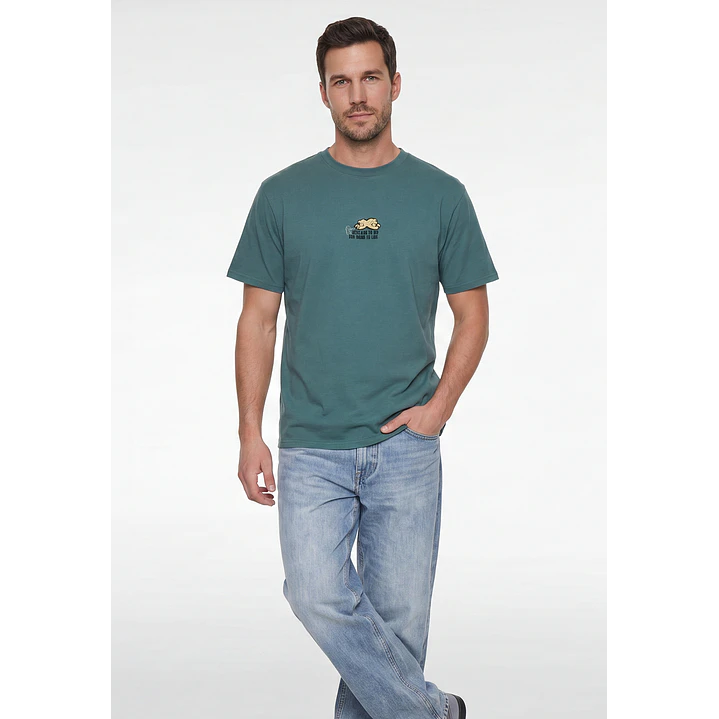 Polera Calavera Relaxed Hombre Verde 1
