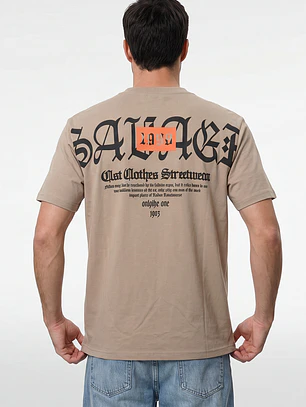 Polera Letras Relaxed Hombre Beige