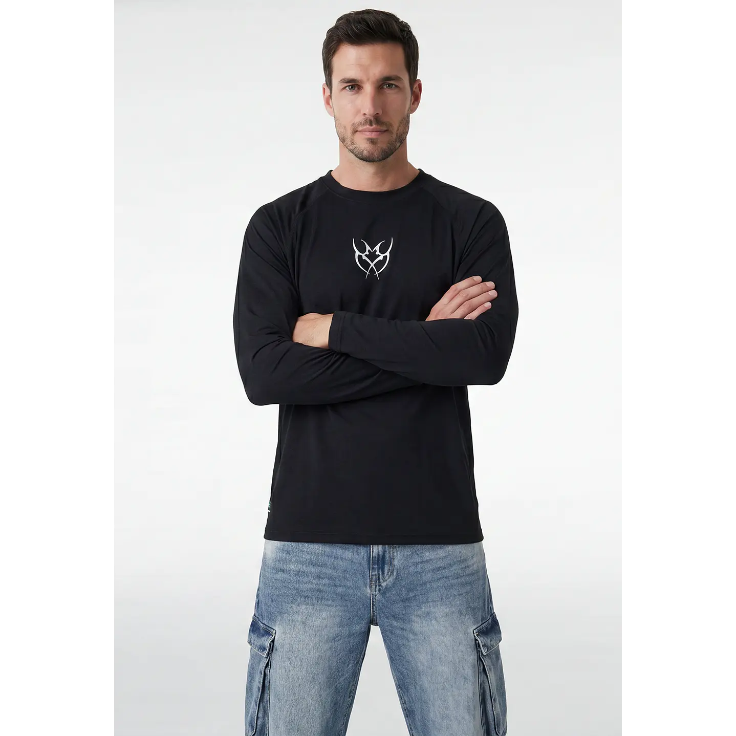 Polera Deportiva Termica Hombre Manga Larga Negro 1
