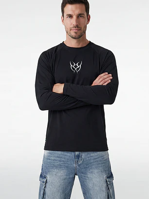 Polera Deportiva Termica Hombre Manga Larga Negro