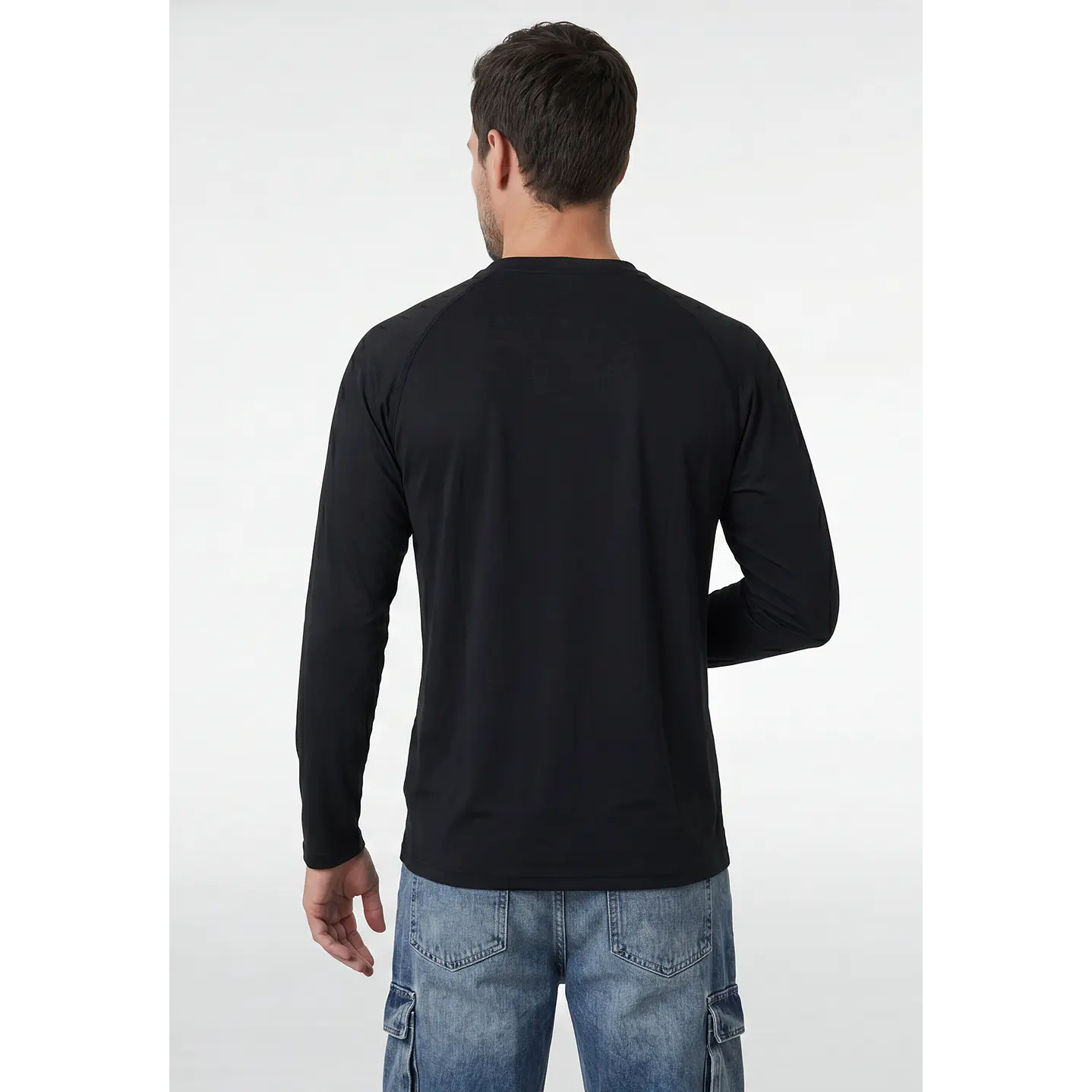 Polera Deportiva Termica Hombre Manga Larga Negro 3